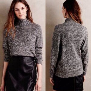 Anthropologie Moth Annona Wool Blend Turtleneck‎ Sweater Heathered Grey Size XS